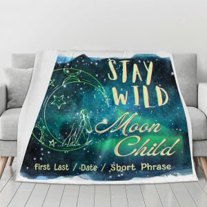Customizable - Stay Wild Moon Child - Flannel Breathable Blanket - 4 Sizes