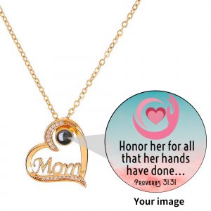 Mom Heart-Shaped Photo Projection Necklace